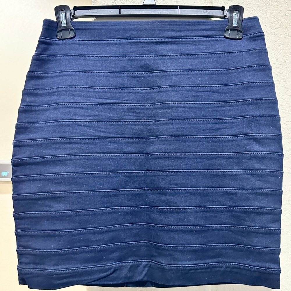 Express Blue Ribbed Pencil Skirt